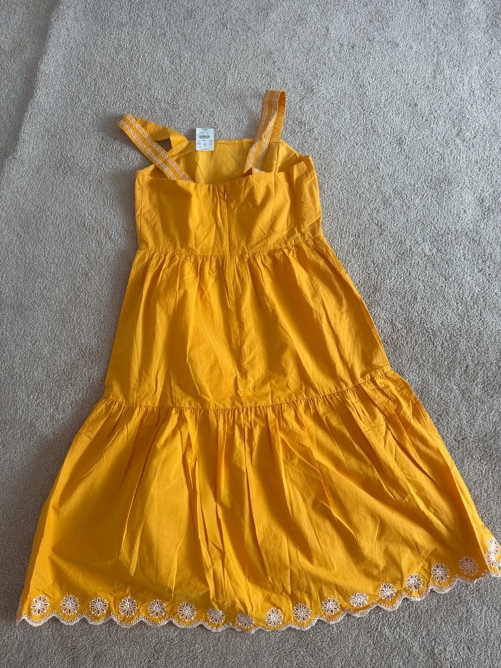 J. Crew Bright Yellow Tiered Sundress with Floral Eyelet Hem